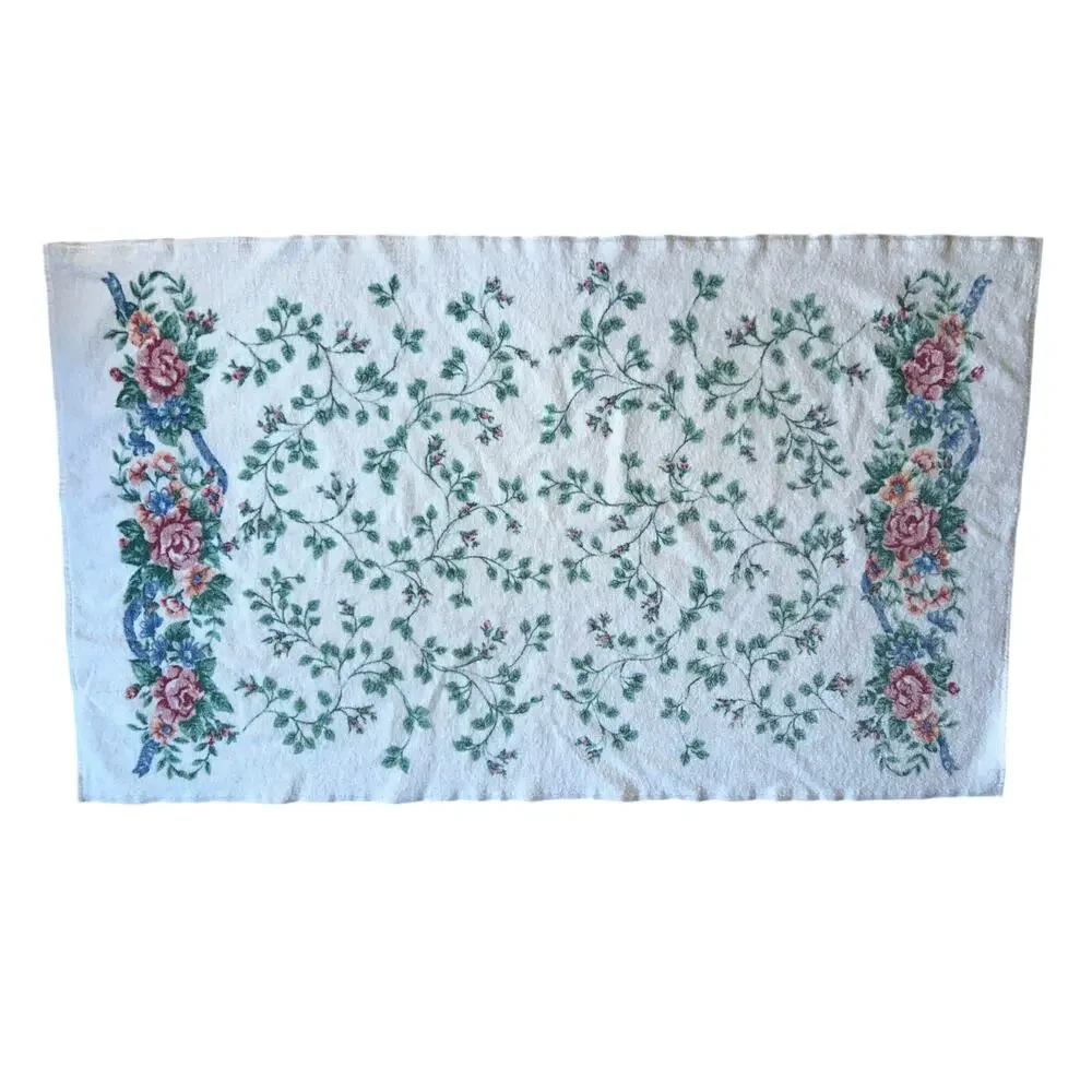 2 Vintage JCPenney Collection cottage core bath towel floral pink roses